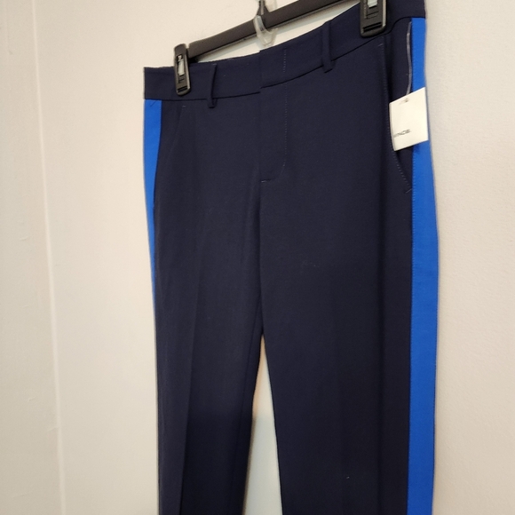NWT Vince Wool Crepe Tuxedo Pants - Navy Blue with‎ Vibrant Blue Stripe - Size 2 - Picture 5 of 12